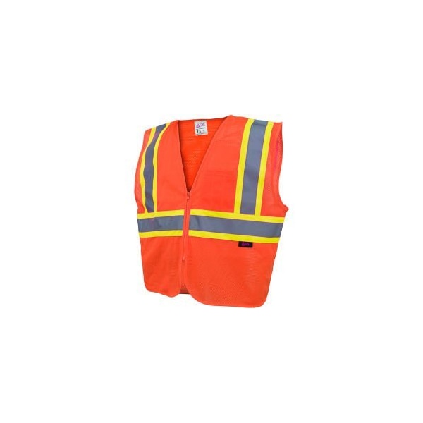 Gss Safety GSS Safety 1006 Standard Class 2 Two Tone Mesh Zipper Safety Vest, Orange, 2XL 1006-2XL - main